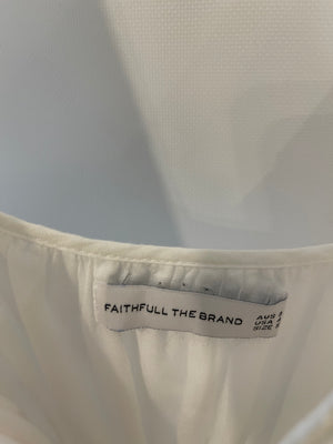 Faithfull The Brand White Midi Linen Dress Size S (UK 8)