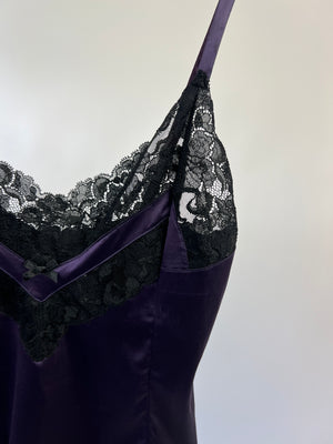 Dolce 
Gabbana Purple with Black Lace Detail Baby Doll Top IT 40 (UK 8)