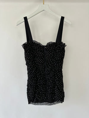 Dolce 
Gabbana Black Polkadot Bustier Ruched Mesh Top Size IT 38 (UK 6)