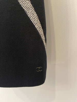 Chanel Black and Silver Mini Sleeveless Dress with Pocket Details Size FR 36 (UK 8)