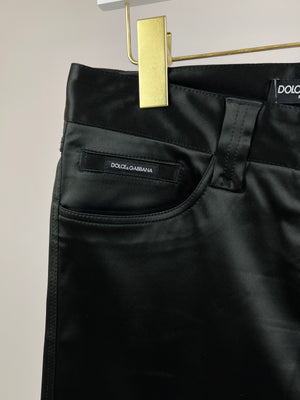 Dolce 
Gabbana Black Satin Long Shorts Size IT 38 (UK 6)