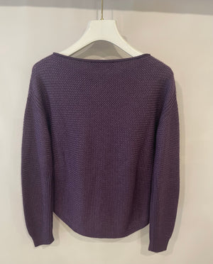 Loro Piana Purple Cashmere Jumper with Silver Logo Detail Size IT 38 (UK 6)