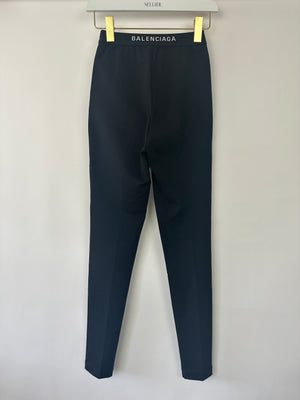 Balenciaga Black Leggings With Zip Pockets and Elasticated Logo Waistband Size FR 34 (UK 6)