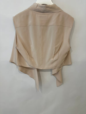 Chanel Dusty Pink Silk Cropped Top with Bow Detail Size FR 40 (UK 12)