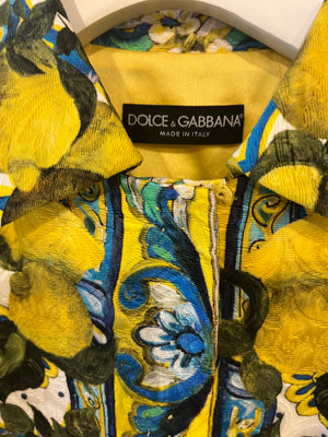 Dolce 
Gabbana Multicolour Lemon Printed Jacquard Skirt and Jacket Set Size IT 38 (UK 6)