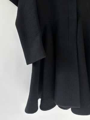 Alexander McQueen Black A-Line Wool Coat with Cape Collar Size IT 40 (UK 8)