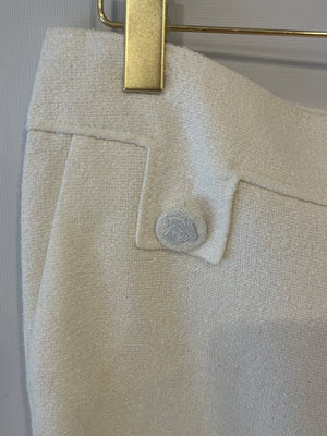 Versace White Tweed Shorts with Medusa Button Detailing Size IT 38 (UK 6)