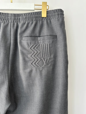 Louis Vuitton Grey Tailored Menswear Wool Trousers With Logo Embroidery Detail Size FR 46 (L)