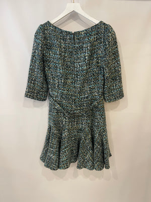 Dolce 
Gabbana Blue Tweed Mini Dress with Crystal Belt Detail IT 44 (UK 12)