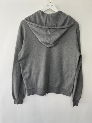 Louis Vuitton Menswear Grey Jersey Long Sleeve Zip Hoodie with Stitched Logo Size S (UK 36-38)