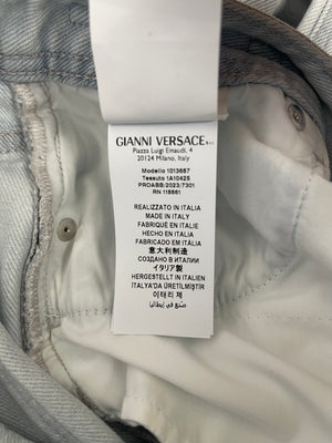 Versace Light Blue Denim Medusa 
95 Jeans with Silver Logo Detail IT 25 (UK 6) RRP £830