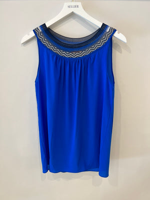 Missoni Electric Blue Silk Top with Collar Details Size IT 38 (UK 6)