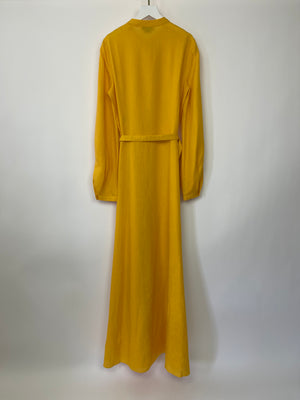 Gabriela Hearst Yellow Linen Long Dress with Belt Detail Size IT 42 (UK 10)