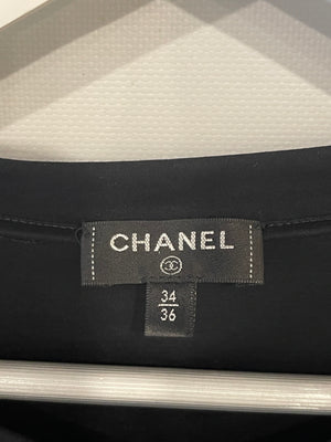 Chanel 20S Black T-Shirt with Cut-Out Front Detailing Size FR 34/36 (UK 6/8) RRP £1,450