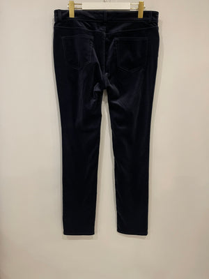 Loro Piana Navy Velvet Straight Leg Trousers Size IT 46 (UK 14) RRP £1,250