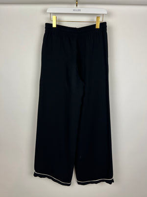 Valentino Black Silk Two-Piece Set with White Trim Detail Size S (UK 8)