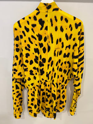 Dolce 
Gabbana Yellow, Black Leopard Printed Playsuit Size IT 42 (UK 10)