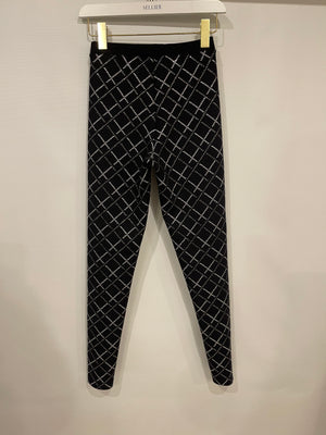 Chanel Black Leggings with Silver Quilted Details Size FR 34 (UK 6)