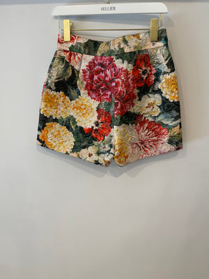 Dolce 
Gabbana Multicolour Floral Metallic High-Waisted Shorts Size IT 40 (UK 8)