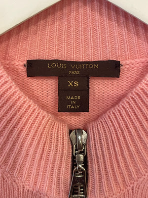 Louis Vuitton Baby Pink Cashmere Zipped Cardigan with Silver Logo Details Size XS (UK 6)