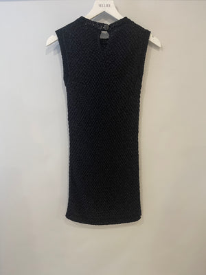 Chanel Black Crochet Sleeveless Mini Dress Size FR 36 (UK 8)