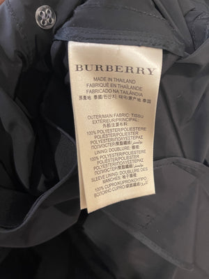 Burberry Black Trench Coat with Belt and Silver Logo Button Details Size UK 4