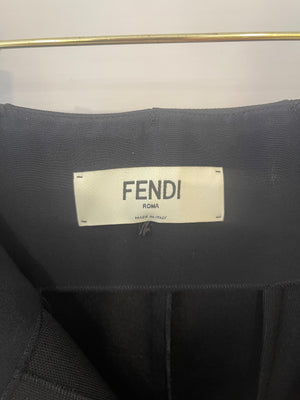 Fendi Black Tube Tailored Midi Skirt with Logo Detail Size IT 42 (UK 10)