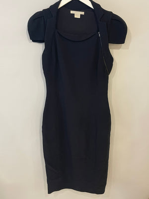 Antonio Berardi Black Short Sleeve Midi Dress with Zip Detail Size IT 42 (UK 10)