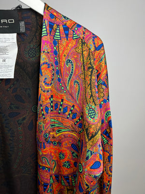 Etro Multicolour Abstract Print Longline Coat with Tassel Hem One Size