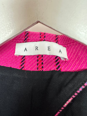 Area Hot Pink 
Black Checked Blazer with Cut-Out Detail 
Crystals Embellishments Size US 6 (UK 10)