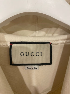 Gucci Cream Tennis Racket Embroidered Hoodie with Logo Detail Size IT 40 (UK 8)