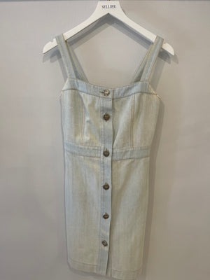 Chanel 18C Light Blue Denim Mini Dress with Button Detail Size FR 38 (UK 10) RRP £2,200