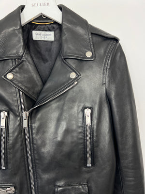 Saint Laurent Black Leather Biker Jacket Size FR 36 (UK 4)