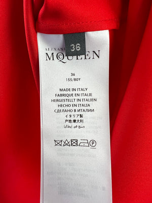 Alexander McQueen Red Silk Halterneck Top with Bow Detail FR 36 (UK 8)