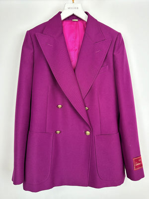 Gucci Purple Double Breasted Blazer With Gold Button Detail Size IT 40 (UK 8)