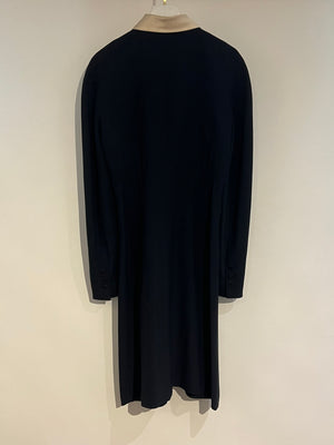 *VINTAGE* Chanel 97/A Navy Long Sleeve Midi Dress with Detachable Collar Detail FR "Petit" (UK 12)