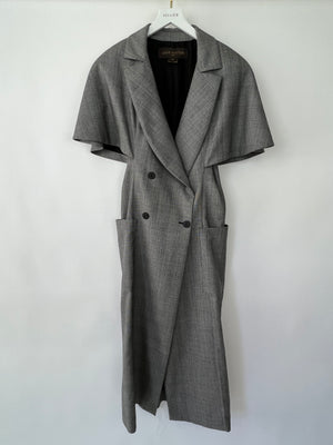 Louis Vuitton Grey Houndstooth Double Breasted Blazer Dress with Cape Sleeve Details FR 38 (UK 10)