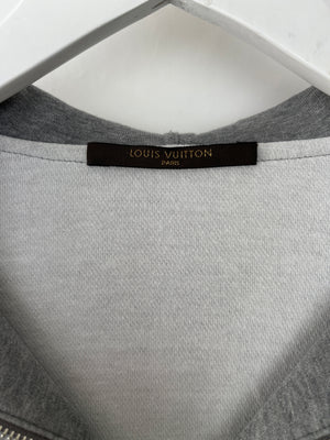 Louis Vuitton Menswear Grey Jersey Long Sleeve Zip Hoodie with Stitched Logo Size S (UK 36-38)