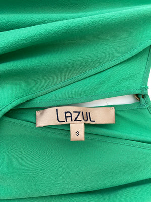 Lazul Green Silk Maxi Dress with Split Detail Size 3 (UK 12-14)