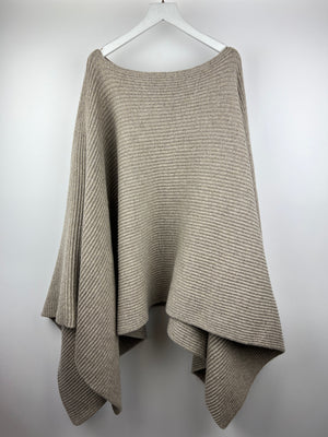 The Row Beige Oversized Ribbed Cashmere Poncho Size XS/S (UK 6/8)