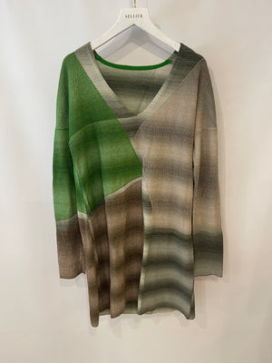 Missoni Grey and Green Metallic Knitted Long-Sleeve Dress Size IT 40 (UK 8)