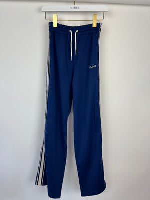 Celine Blue Two-Piece Tracksuit Set with Logo and Stripe Trim Size XS/S (UK 6/8)