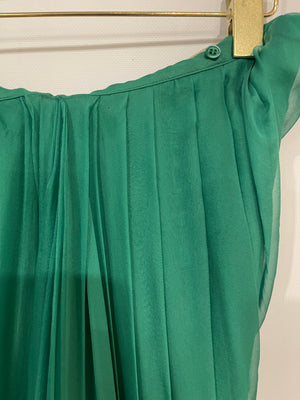 Alexander Mcqueen Green Silk Bandeau Pleated Maxi Dress Size IT 42 (UK 10)