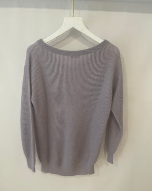 Brunello Cucinelli Lilac Metallic Thread Wool Jumper Size XS (UK 6)