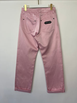 Tom Ford Pink Satin Trouser with Logo Size S (UK 6)