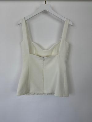 Emilia Wickstead Sweetheart Neckline Ivory Crepe Top Size UK 8 (FR 36)