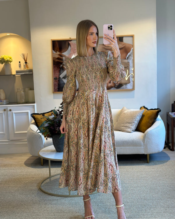 Zimmermann Pink Long Sleeve Paisley Print Maxi Dress Size 2 (UK 12)