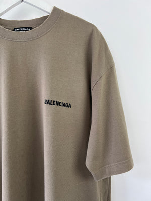 Balenciaga Brown Oversized Logo T-shirt Size S (UK 10)