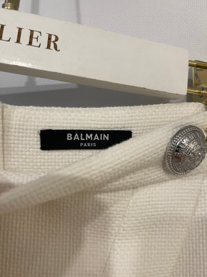 Balmain White Mini Skirt with Silver Button Details Size FR 36 (UK 8)