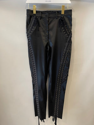 Dolce 
Gabbana Black Satin Laced-Up Trousers Size IT 42 (UK 10)